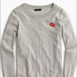 J.Crew Tippi Sweater with Embroidered Lips